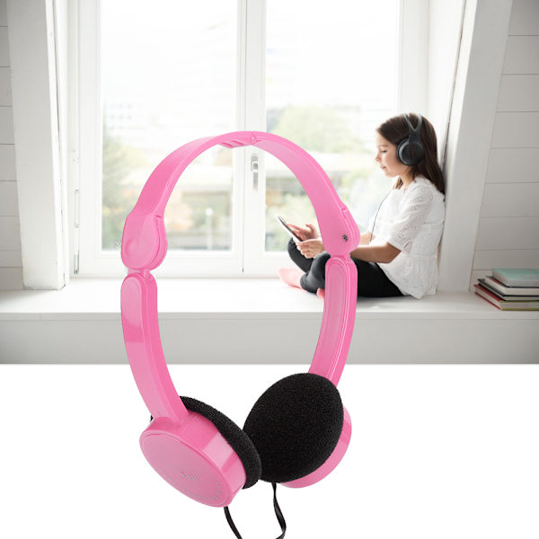 Foldbart kablet stereo headset med mikrofon til børn Smartphone Tablet Pink
