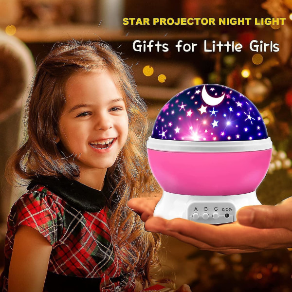 Stjärnprojektor Nattlampor för barn, lyser i mörkret Stjärnor och månen, rosa pink