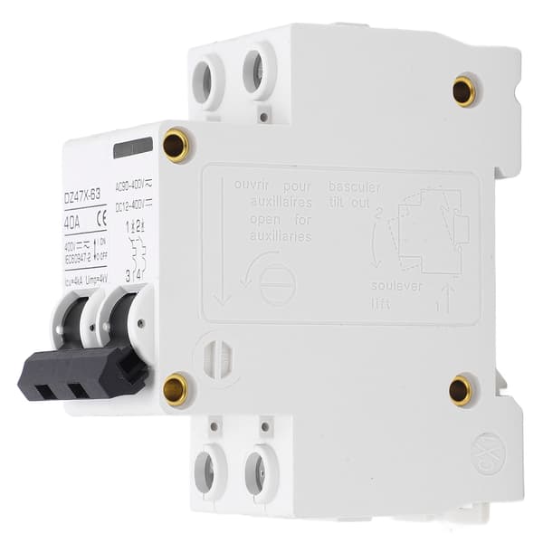 2P Miniature Strømafbryder DIN Skinne Afbryder Solcelle PV System DC12-400V AC90-400V 40A