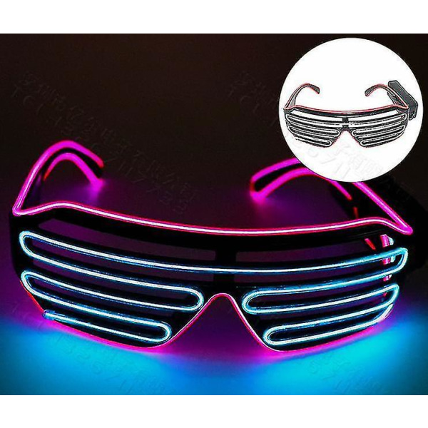 Light Up Wire Shutter Neon Rave Led-glasögon, Glow In Dark Blinkande LED-solglasögon, självlysande glasögon för fester