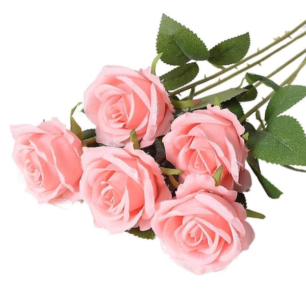 Simulering Rose Enkeltgren Valentinsdag Hjem Bryllupsdekorasjon Simulering Blomst Falsk Blomst Kunstig Rose Silke Blomst korallrosa coral pink