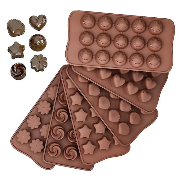 6 stycken molds, återanvändbara 90 hålrumsformar för godisbakning Form Godistillbehör Tillverkningsmaterial för choklad Hårda godiskakordekorationer