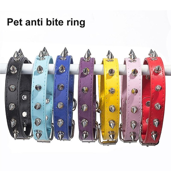 1 st Cool Cat Hund Halsband Läder Spiked Dubbhalsband För Små Medium Färgglada Husdjur Halsband blue