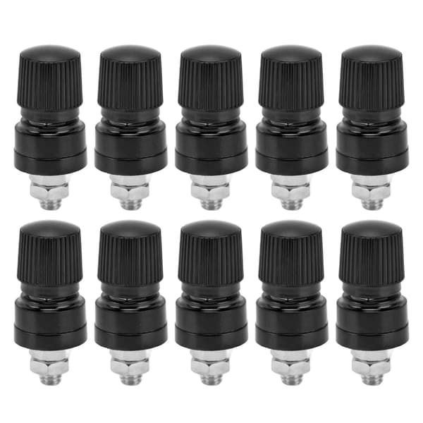 10 stk. bindestolpe M6 gevind messing nikkelbelagt svejseterminal Stud Connector 0‑380V Sort