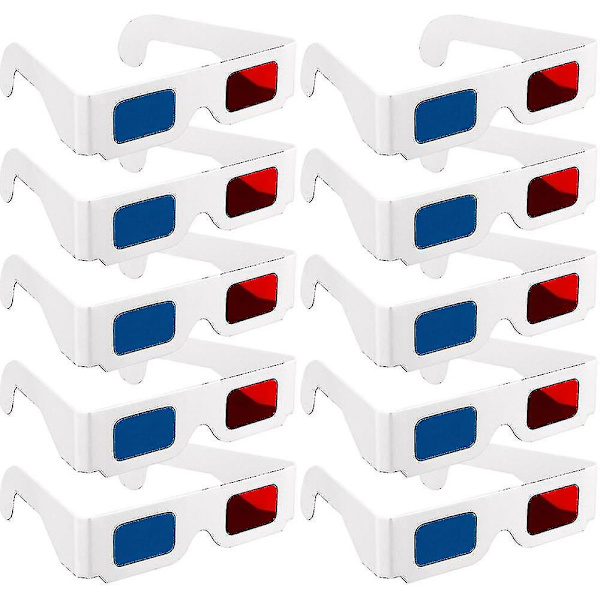 10 par 3d papp briller Universal Anaglyph 3d briller Papp Papir Rød Cyan Eller 10 par 3d papp briller Briller Universal Anagl