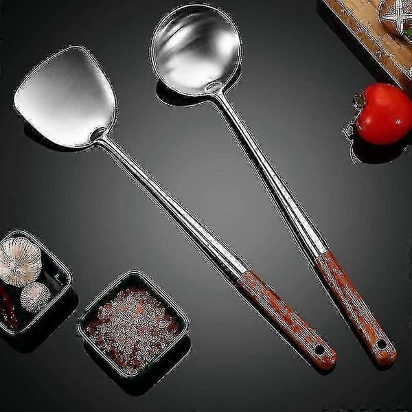 Wokspatel og slev, skimmer-slevværktøjssæt, 17 tommer spatel til wok