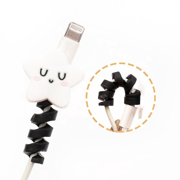 Tecknad USB laddarkabel Spiralskydd Datalinjesladd Skyddande telefonkablar Winder för Android Iphone
