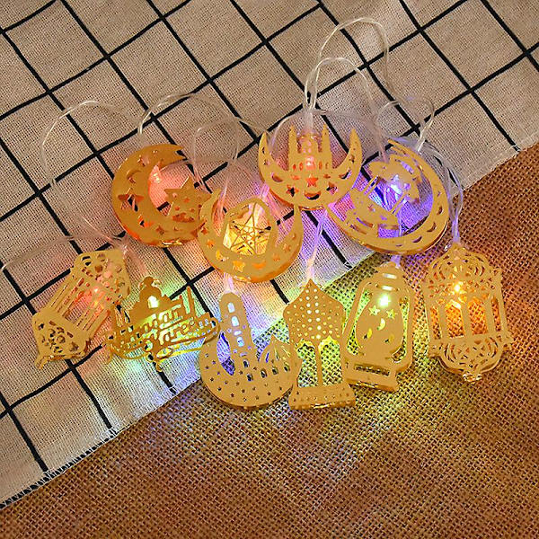 Ramadan Dekoration Moon Star Led Lantern String Lights Eid Mubarak Ramadan Kareem Dekor för hemmet Al-fitr Eid festtillbehör 3