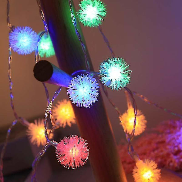 Färgglada Solar Led Hår Ball String Lights Trädgård Trädgård Dekoration Jul 9.8FT 30LED