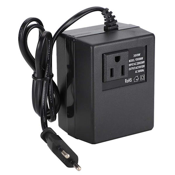 300W Strømtransformator Spenningsomformer AC 220V til 110V EU Plugg Adapter EU Plugg