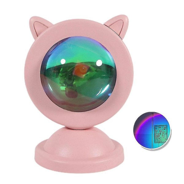 Hhcx-rainbow Night Light Projector Cat/rabbit Ear Mini Usb Sunset Light Lamp Rainbow Light Cat Ear