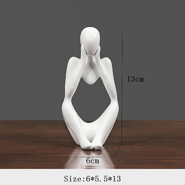 Sindax Thinker Skulpturer Figurer Abstrakt figur Skulptur Figur Resin Håndlavet statue Hjem dekoration Desktop Ornamenter white       C