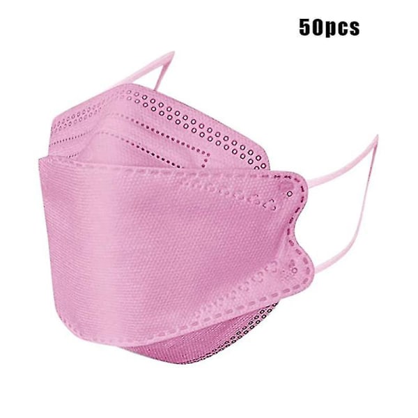 10/30/50 stykker Engangs ansiktsmasker for voksne ekte 4 lags pannebånd Justerbar nesestropp pustende 50 STK Rosa 50PCS Pink