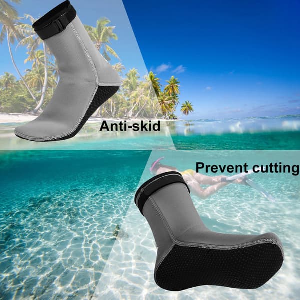 HISEA 3MM Halkfria Anti-kalla Snorklingsstrumpor Grå M