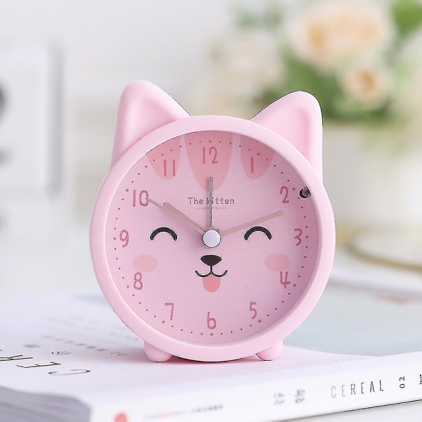 Kids Cute Cat Printed Herätyskello Digitaalinen kello Night Light pinkillä pink