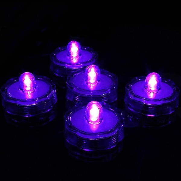 12 kpl Super Bright upotettava vedenpitävä - Mini Led Tea Light (luumu) Purple light