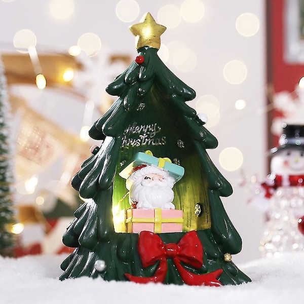 Julebordpynt harpiks håndværk julemand med juletræ harpiks ornamenter til hjemmet 1