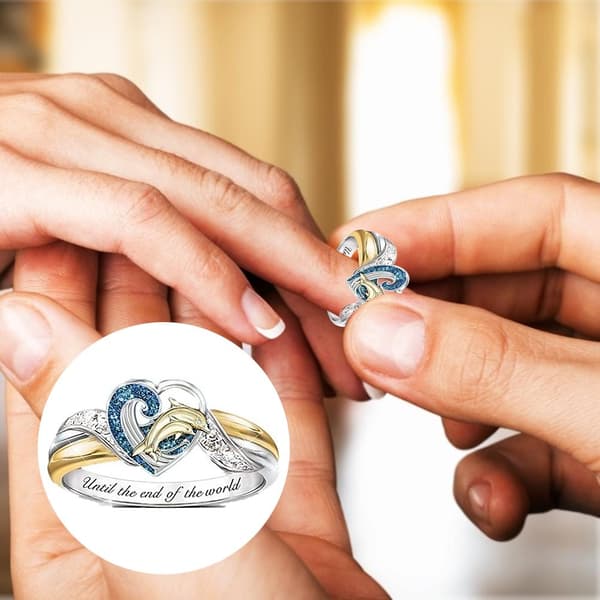 Dolphin Ring - Til Verdens Ende - Indlagt Ring Smykke Gave til Mors Dag
