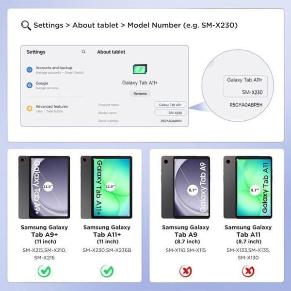 Etui til Samsung Galaxy Tab A9 Plus / A11 Plus - 360° roterende beskyttelsesetui - Rosa