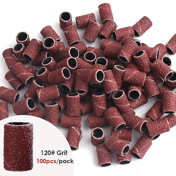 100/50 st Cap för elektrisk manikyrmaskin 180/120/80 Grit Nagelborr Slipbitsfilar Set Bend261