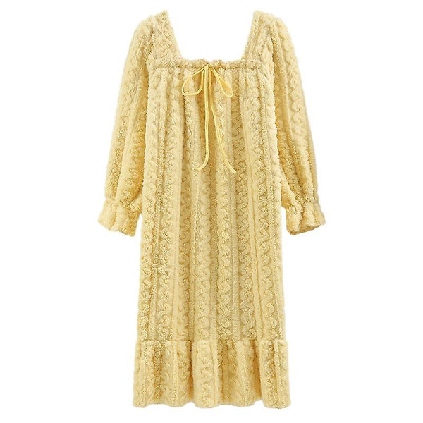 Vinter Ny ensfarvede Simpel Sød Og Dejlig Coral Fleece Dame Natkjole Varm Flannel Hjemmeservice Pyjamas 7112 M