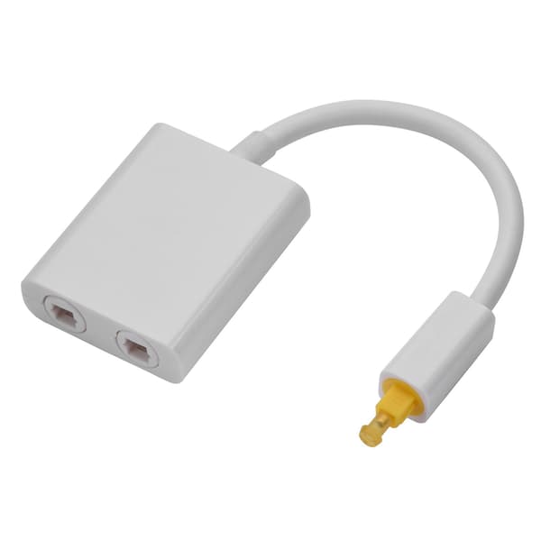 Toslink Digital Optisk Lydsplitter Adapter - 1 inn 2 ut (Hvit)
