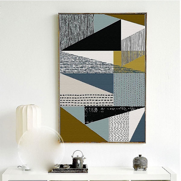 Wekity Leaves And Geometri Väggkonst Canvas Print affisch, enkel abstrakt konstteckningsdekor (set med 3 oinramade, 5'x7')