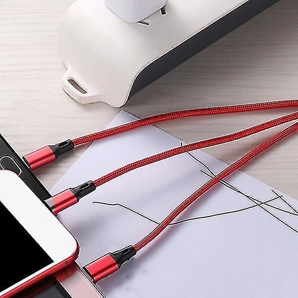 3 i 1 bekväma USB tillbehör Laddningskabel Datalinjeverktyg Multifunktions mode bärbar laddning Red