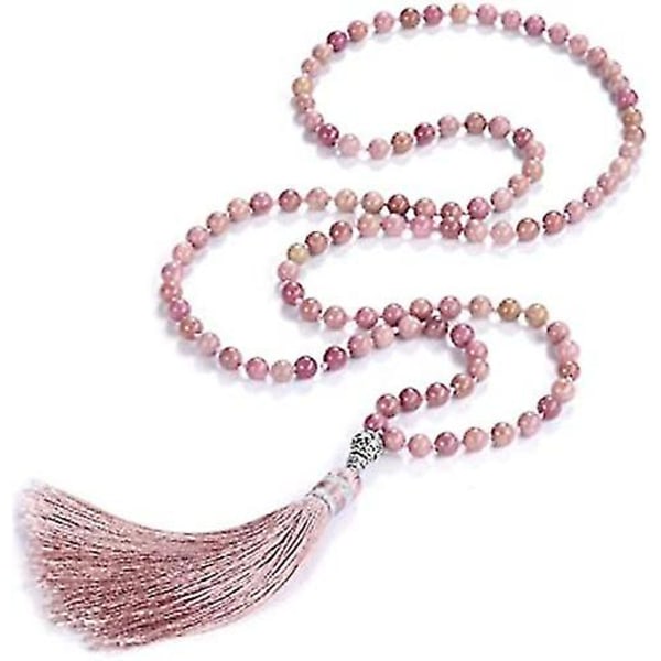 Kvinder 108 Mala Prayer Beads Wrap halskæde med lang kvast Healing Crystal Stone Halskæder Yoga Meditation Reiki Quartz smykker
