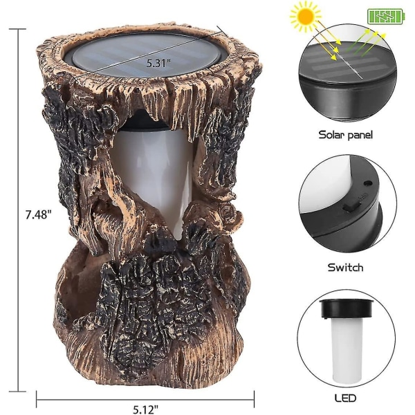 Solar Torch Light Led Simulering Flame Stump Light Vanntett Desktop Light