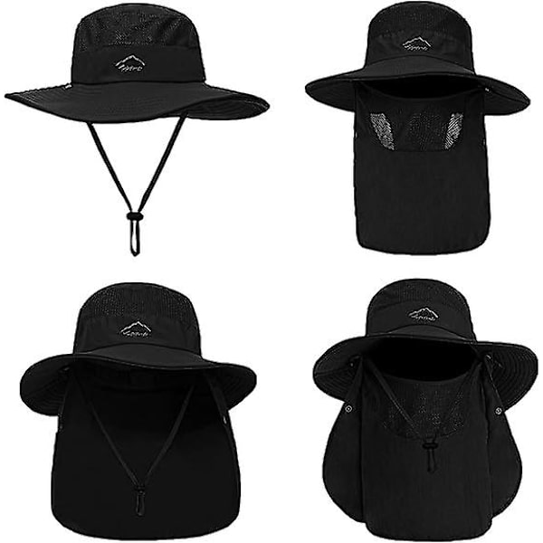 Fishing Hat For Men & Women, Outdoor Uv Sun Protection Wide Brim Hat With Face Cover & Neck Flap army green