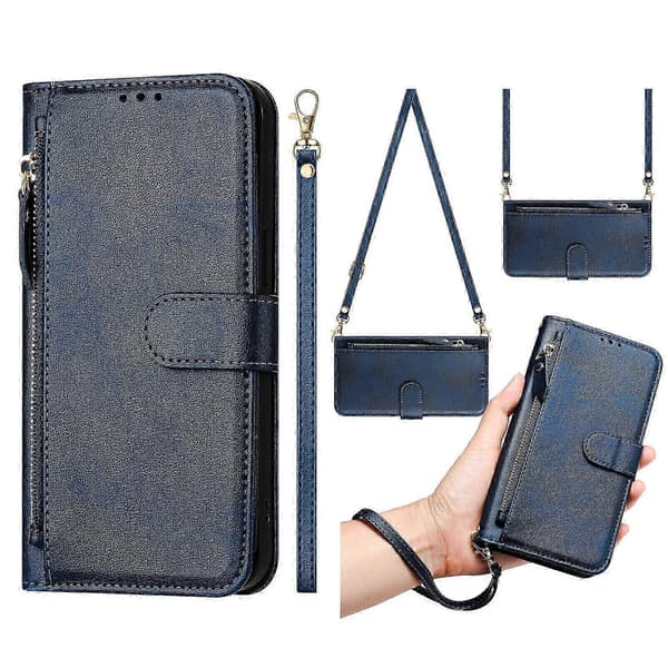 【BQ】Etui til Samsung Galaxy Note 10 Lite Lynlås Håndtaske Pung Læder ... Blue