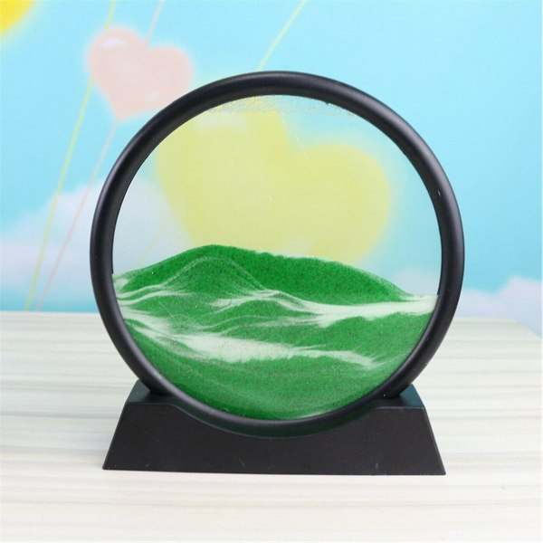 Rörlig sandkonstbild rund glas 3d naturligt landskap flödande sand ram Timglas Dekor för hemmet Purple 12inch
