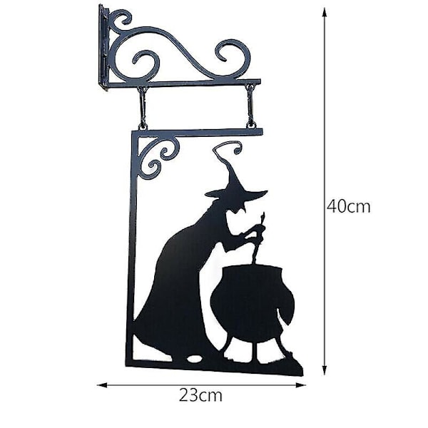 Metalliseinä taide Riippuva Witch Silhouette Decor Ontto Ornamentti Musta