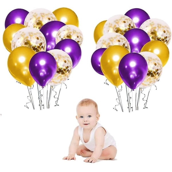 Purple Balloon Arch Garland Kit, 121 kpl 18 tuuman kultaiset violetit juhlailmapallot 12 tuuman kultaiset konfettiilmapallot lateksiilmapallot ilmapallotarvikkeilla