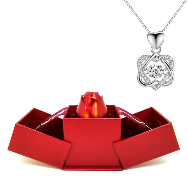 Rose smykker opbevaringsæske Elegant krystal vedhæng halskæde Romantisk valentinsdag gave til kvinder Dish Heart Purple Gold