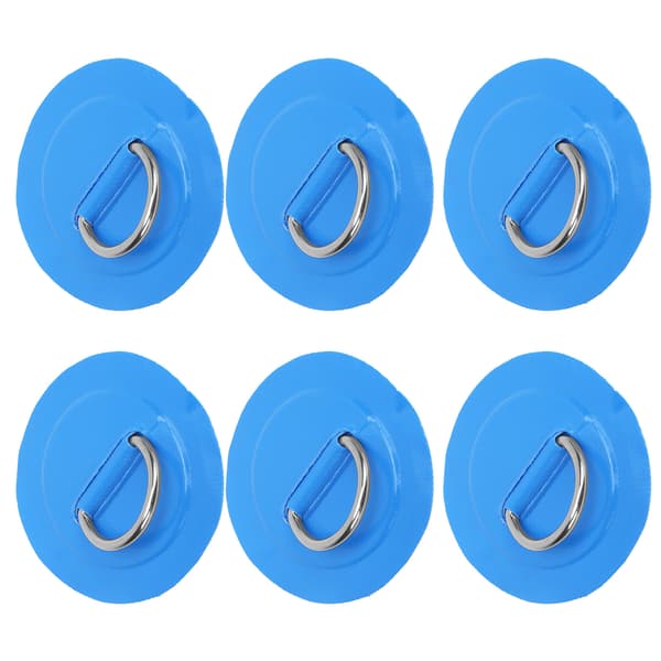 6 stk. PVC Oppblåsbar Båt D Ring Pad Patch Slitesterk Rustfritt Stål Fast Spenne Blå