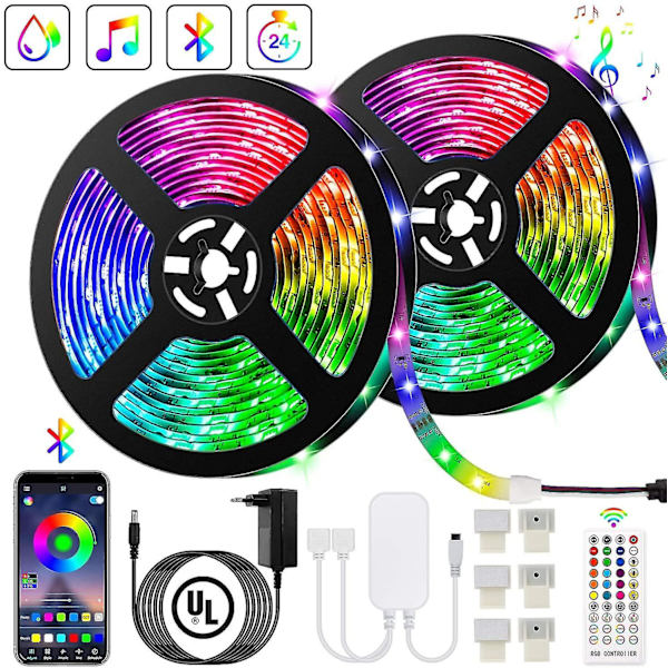 Vattentät 10m Led Strip, Rgb5050 12v Led Strip, Flerfärgad Ip65 med Mucial Timing Funktion-svart White