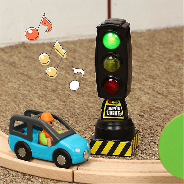 Hhcx-syngende Trafikklys Leke Trafikksignal Modell Veiskilt Passer For Brio Train K1ma Black