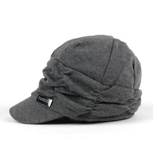 Dame Flat Cap Peaked French Hat Dame Uformell Solid Beanie Caps Grey