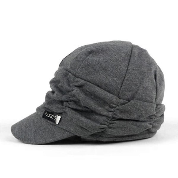 Platt cap för damer med toppad fransk hatt Damer Casual solida mössmössor Grey