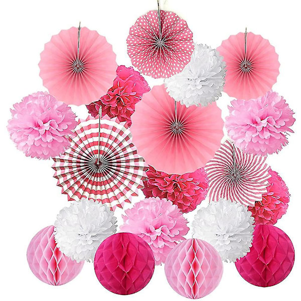 Riippuva set, pehmopaperi Pom Poms -kukkaviuhka ja hunajakennopallot