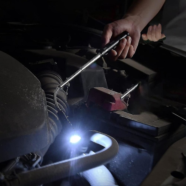 Bärbar led teleskopisk utdragbar ficklampa Magnethuvud Pick Up Tool Flash