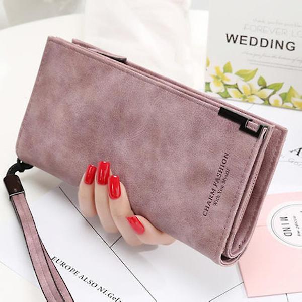 Damplånböcker Mode Dam Wristlet Handväskor Lång pengapåse Dragkedja Myntväska Kort ID-hållare Koppling Kvinna Plånbok Grey