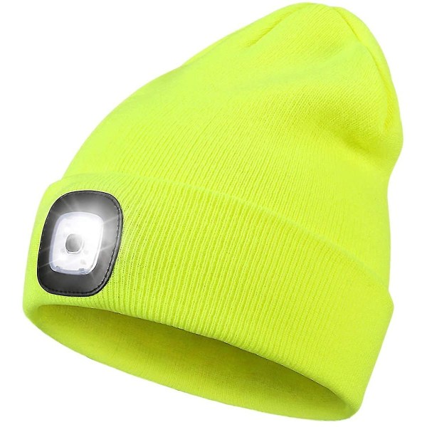 Uppladdningsbar LED-hatt Perfekt pappa-presenter i julstrumpa Cap med Ljus Super Bright Hands Free Head Torch Hat Yellow