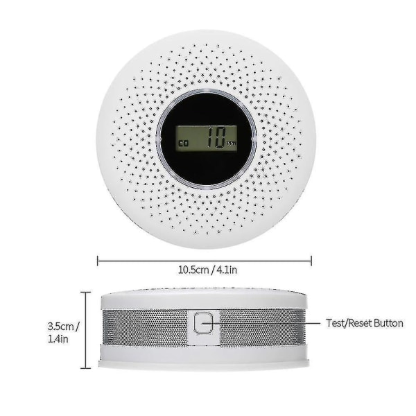 2-i-1 LCD-skjerm karbonmonoksid &amp; Kombinasjonsdetektor for røyk