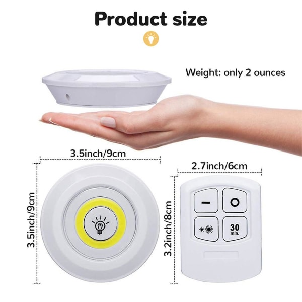 3w Super Bright Cob Under skåp Light Led Trådlös Fjärrkontroll Dimbar garderob Nattlampa Hem Sovrum Kök Nattlampa 1 Controller 3 Lamp Warm white light