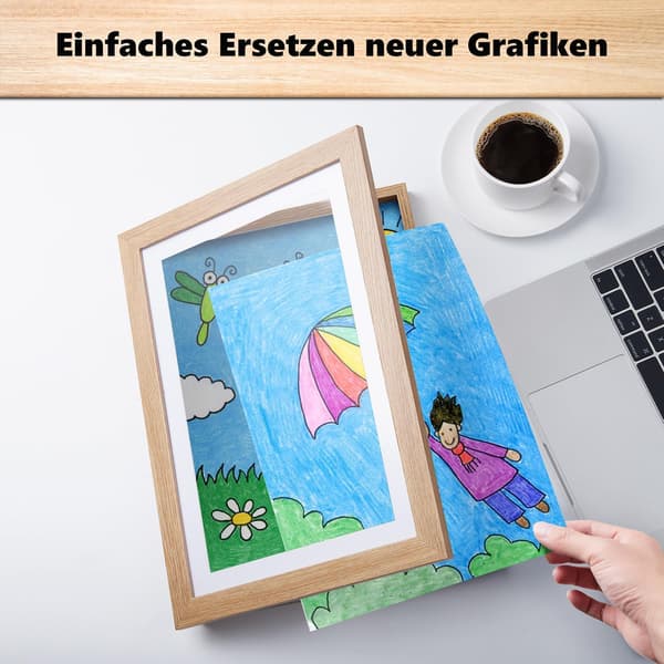[BQ]4-pack Träfärg A4 Barnramar - Eco MDF, Collageram för Barns Konstverk[CP]