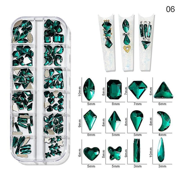 3d Glitter Nail Art Ab/farverig Hotfix Rhinestones Flatback Crystal Diamond Gems Multi Size12 Gird Style 18