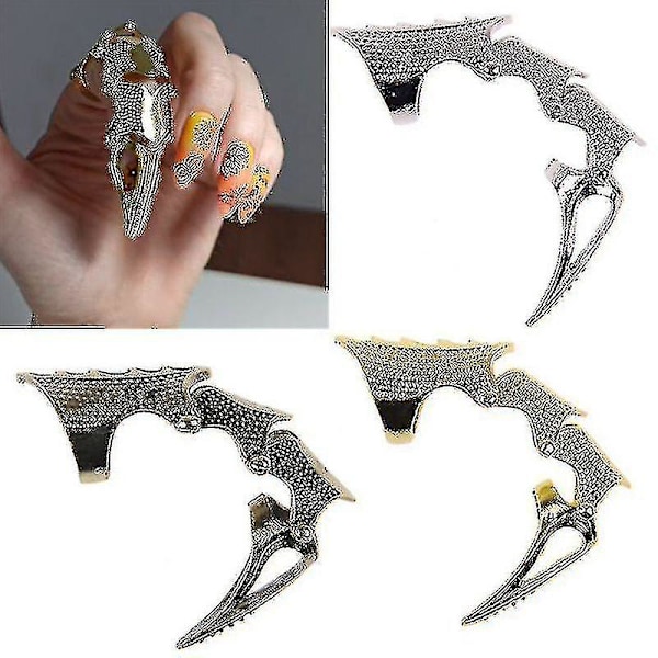 Rock Hinged Finger Rings Claw Double Loops Long Rings Smycken (3st, Silver, Guld, Brons)